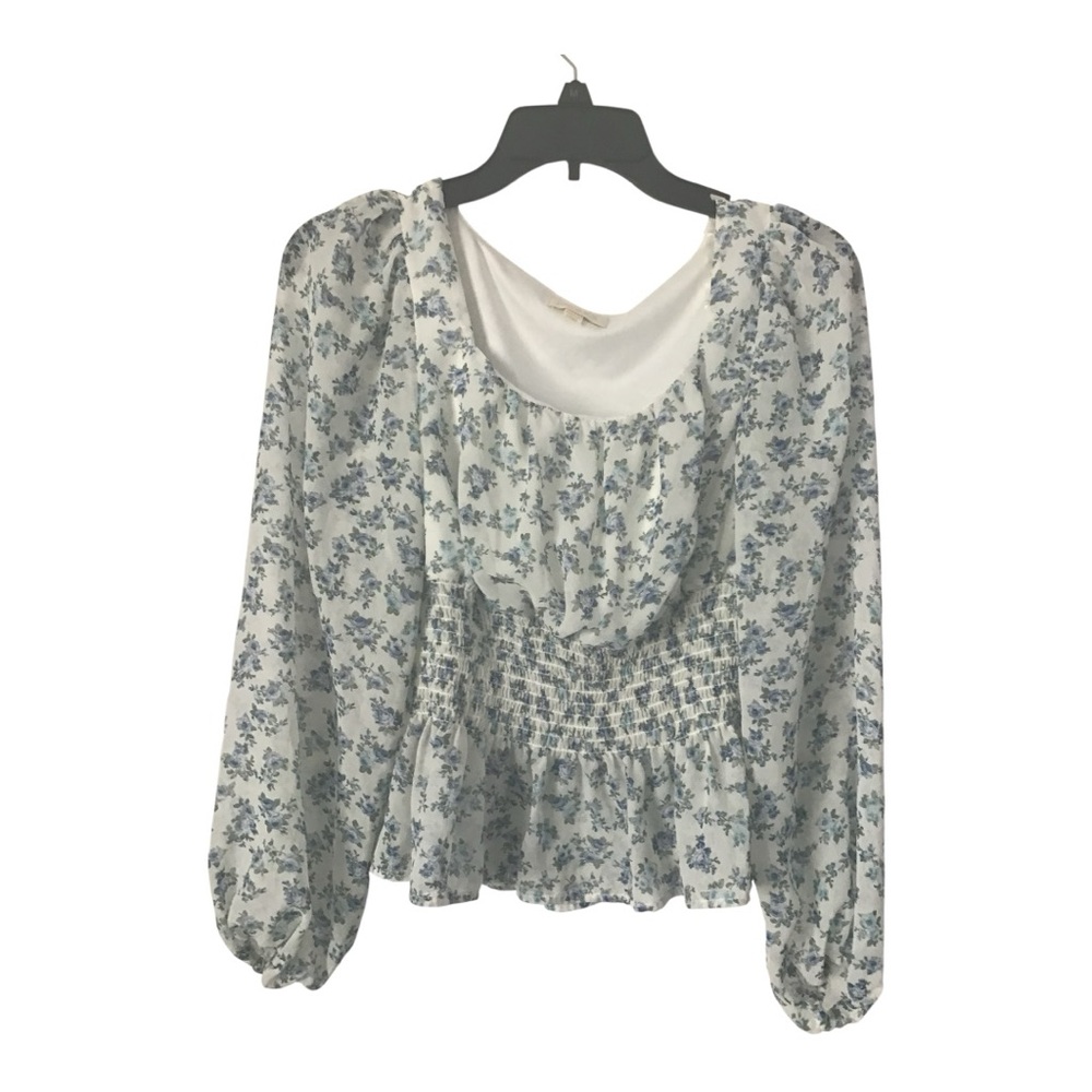 Floral Blue and White Women's Top